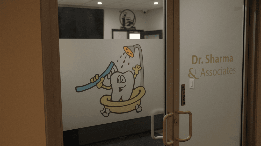 Our tooth mascot on the front door